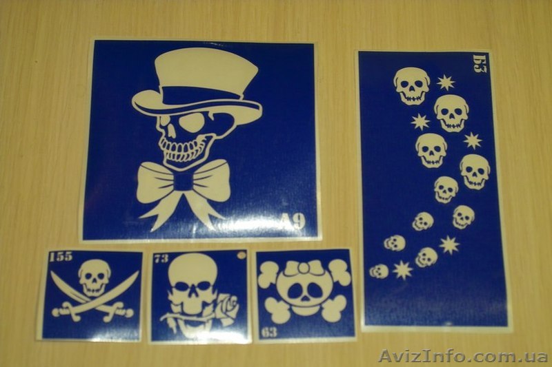 набор трафаретов для био-тату "черепок" - <ro>Изображение</ro><ru>Изображение</ru> #1, <ru>Объявление</ru> #1025891