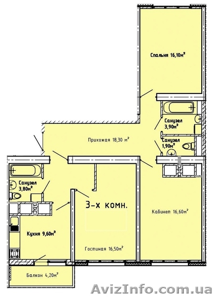 Трехкомнатная квартира в Киевском районе - <ro>Изображение</ro><ru>Изображение</ru> #1, <ru>Объявление</ru> #1238834