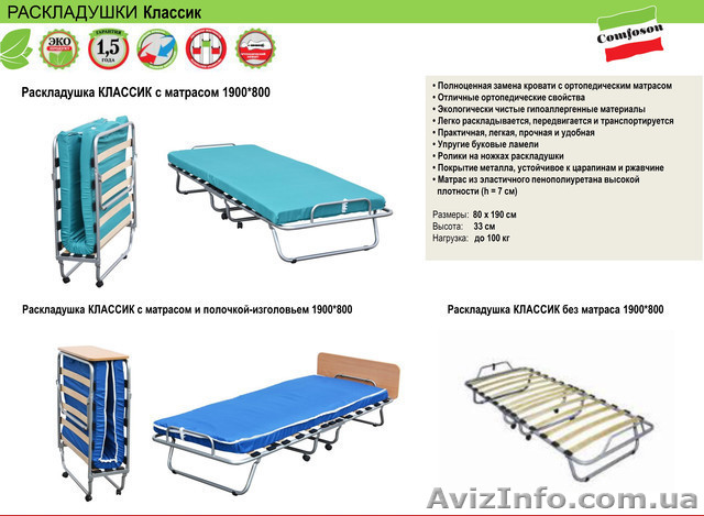 Раскладушка с матарсом - <ro>Изображение</ro><ru>Изображение</ru> #1, <ru>Объявление</ru> #1486845