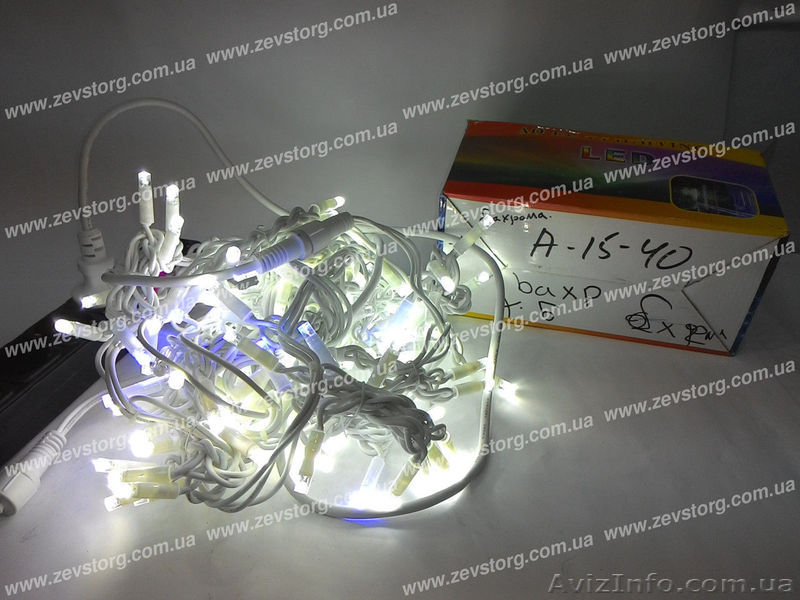 Уличная светодиодная гирлянда  нить 10 м холоднобелая - <ro>Изображение</ro><ru>Изображение</ru> #1, <ru>Объявление</ru> #1493512