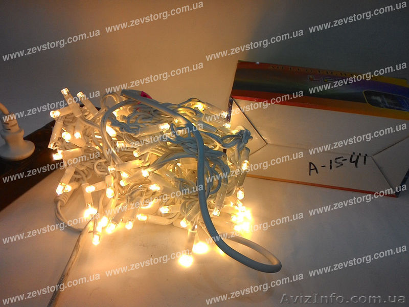 Уличная светодиодная гирлянда  нить 10 м теплобелая - <ro>Изображение</ro><ru>Изображение</ru> #1, <ru>Объявление</ru> #1493510