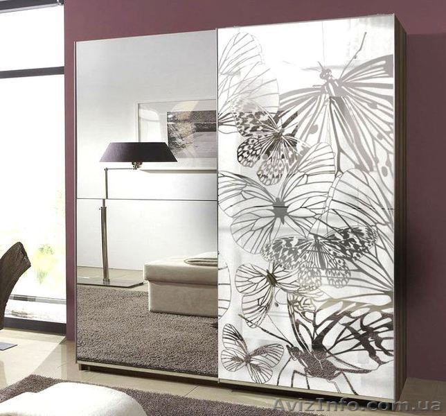 Шкаф-купе с пескоструйным рисунком бабочки - <ro>Изображение</ro><ru>Изображение</ru> #1, <ru>Объявление</ru> #1502776