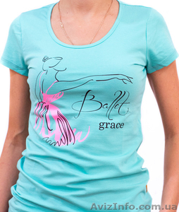 Женская футболка BALLET GRACE  с принтом оптом и в розницу.  - <ro>Изображение</ro><ru>Изображение</ru> #1, <ru>Объявление</ru> #1414780