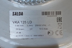 Продам б/у канальный вентилятор Salda VKA 125 LD - <ro>Изображение</ro><ru>Изображение</ru> #2, <ru>Объявление</ru> #1741184