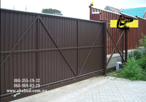 Купить откатные ворота от производителя. Распашные ворота из профлиста. Навесы,  