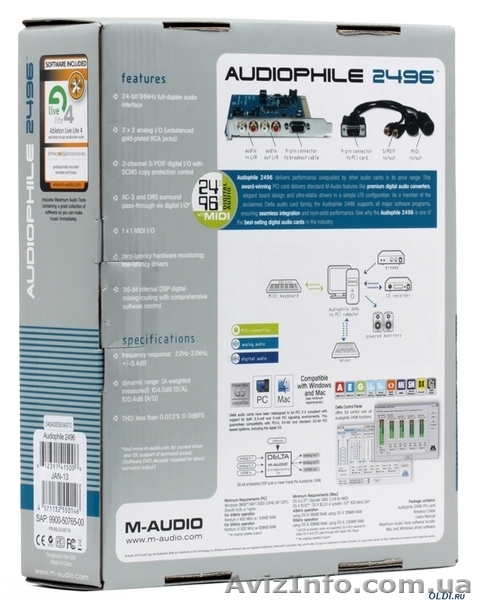 Звуковая Карта M-Audio Audiophile 2496 - <ro>Изображение</ro><ru>Изображение</ru> #3, <ru>Объявление</ru> #1025912