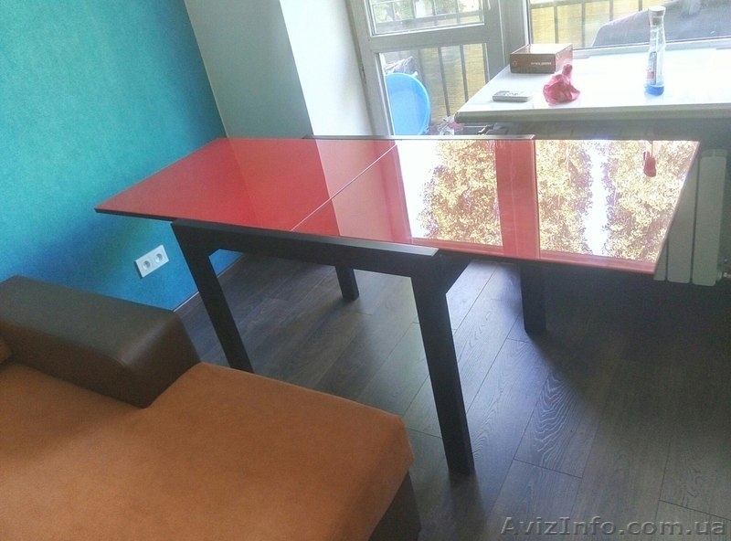 Стол обеденный раскладной стекло красный - <ro>Изображение</ro><ru>Изображение</ru> #6, <ru>Объявление</ru> #1475605