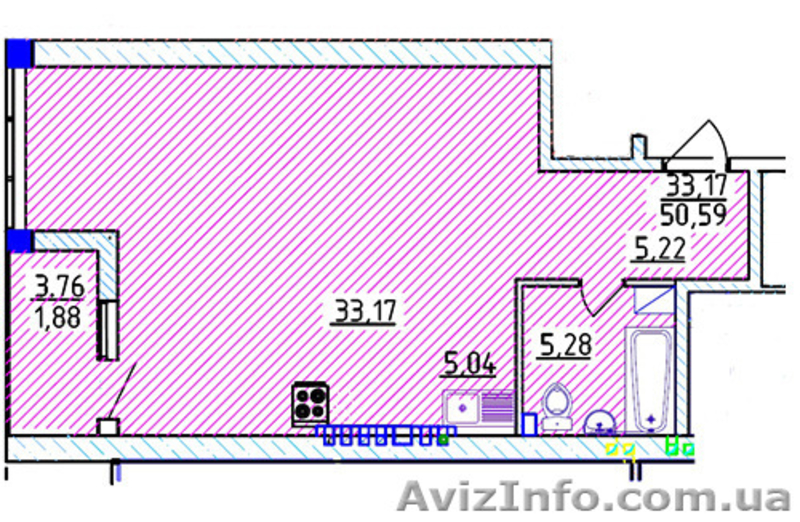 К продаже предлагается квартира (50,59 кв.м)  - <ro>Изображение</ro><ru>Изображение</ru> #3, <ru>Объявление</ru> #1509608