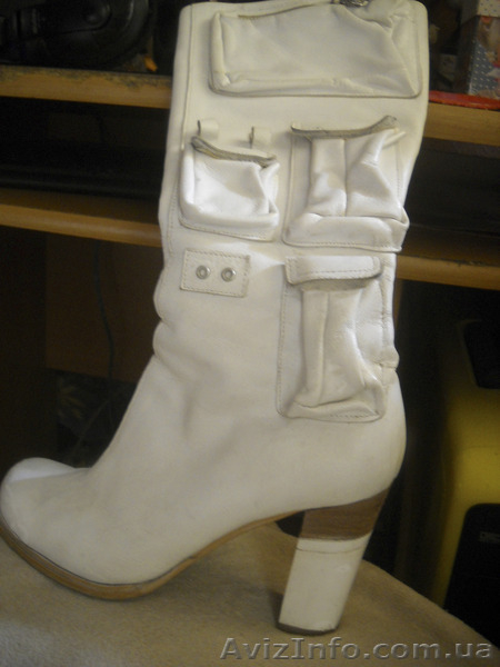 Продам сапоги белые кожаные р.39  Б/У - <ro>Изображение</ro><ru>Изображение</ru> #3, <ru>Объявление</ru> #1584335