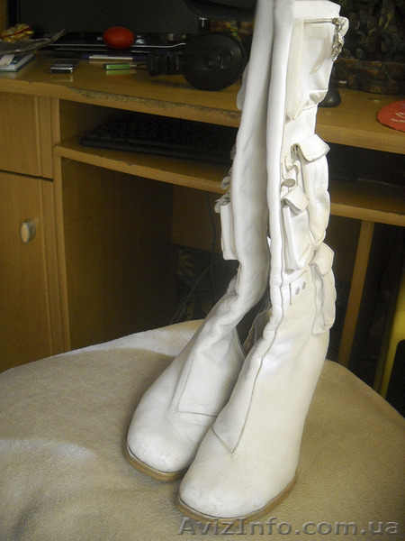 Продам сапоги белые кожаные р.39  Б/У - <ro>Изображение</ro><ru>Изображение</ru> #6, <ru>Объявление</ru> #1584335